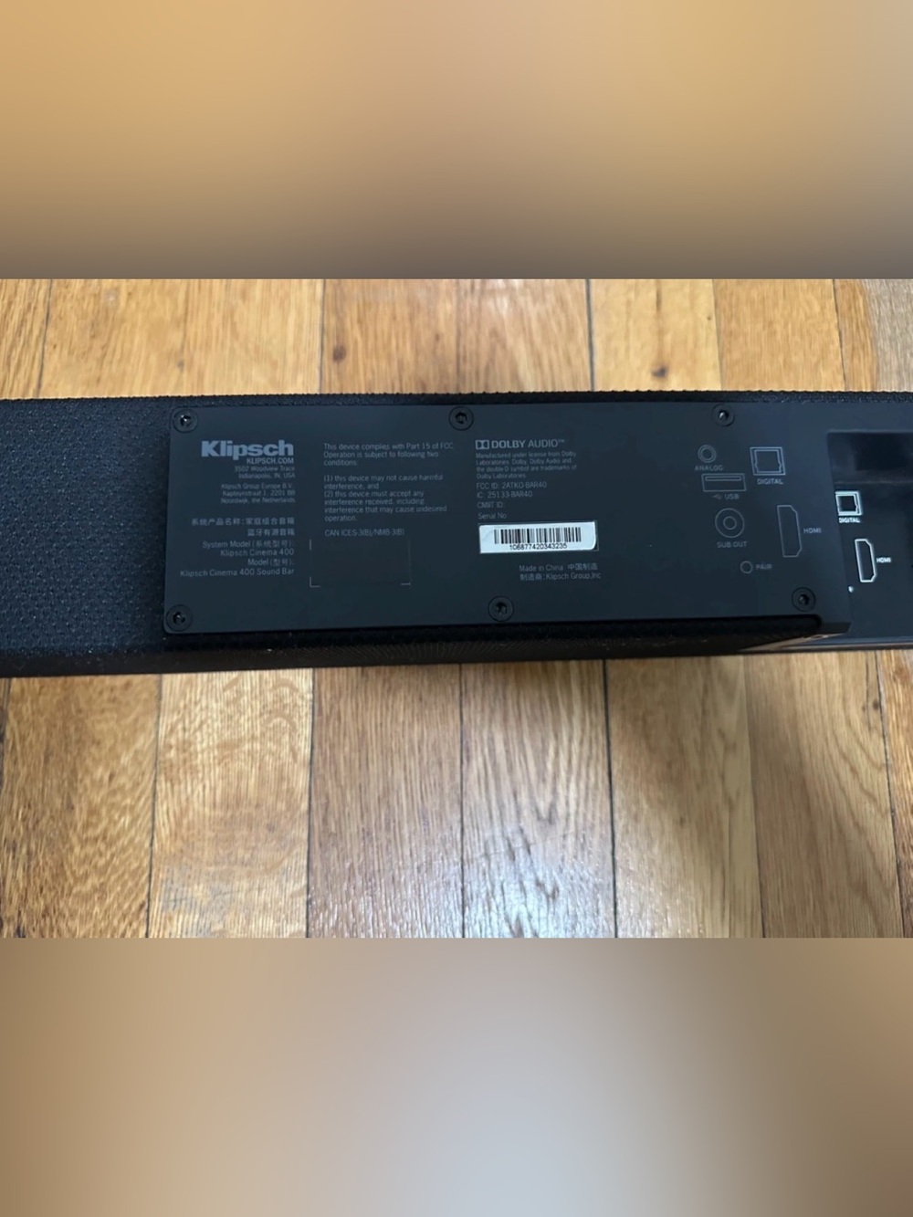 Klipsch Black Cinema 400 Soundbar - Matte Black Finish